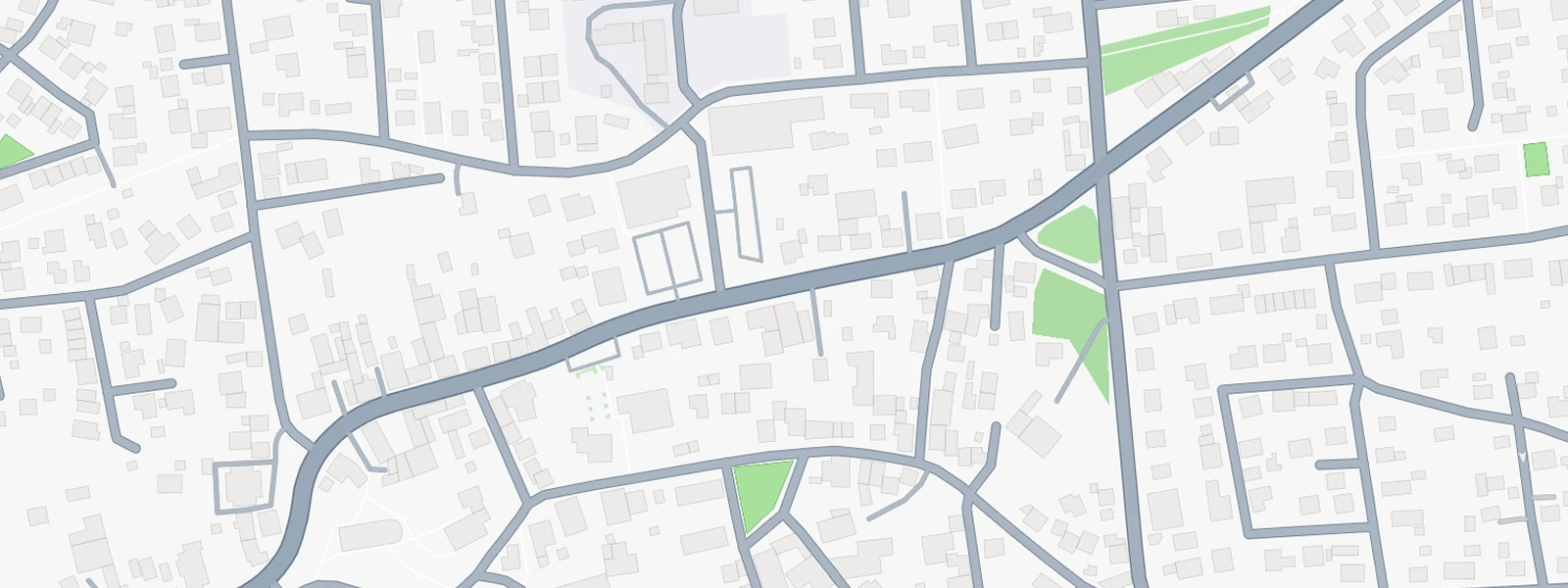 Karte mit Straßen und Grünflächen